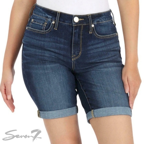 Seven 7 | Bermuda cuffed blue jean shorts - Picture 14 of 14